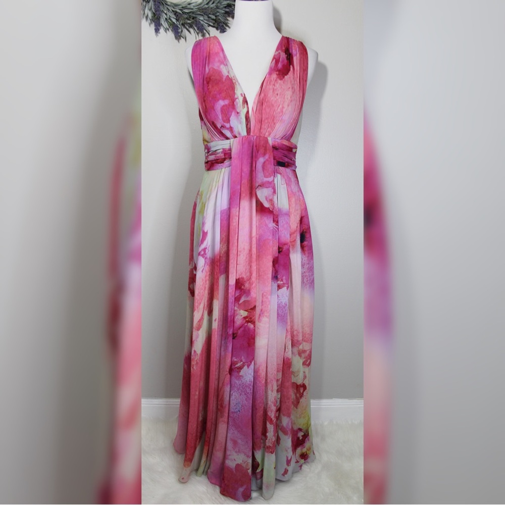 Fame and Partners Long watercolor gown